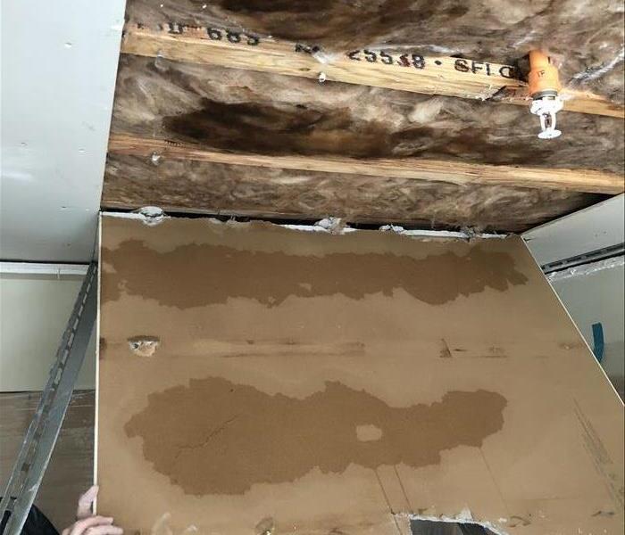 Water damaged ceiling.