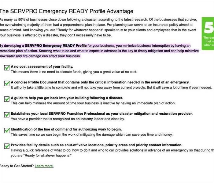 The SERVPRO Emergency READY profile Advantage