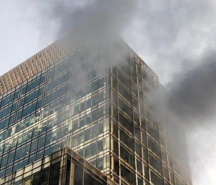 Smoke coming out of a building 